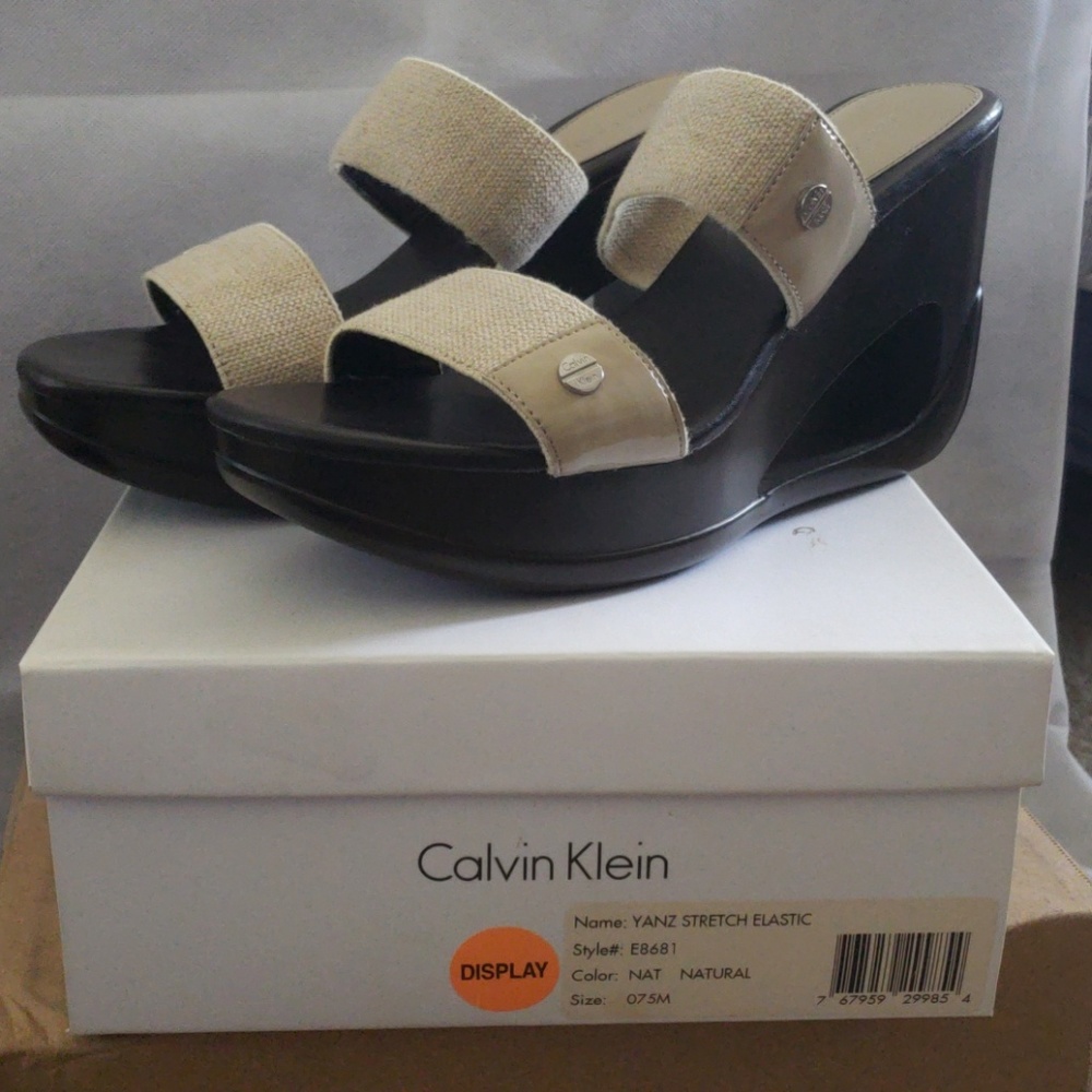 Calvin Klein YANZ stretch elastic Wedge Sandals